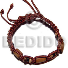 tube wood beads in macrame satin cord - Home