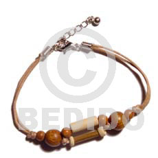 bamboo & wood beads combination on double wax cord - Home