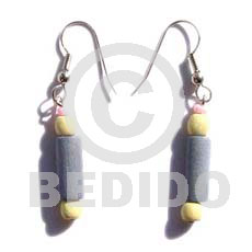 dangling pastel pink wood tube  yellow wood beads - Home