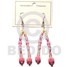 pink dangling limestone beads  acrylic crystals/2-3 coco heishe - Home