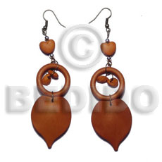 dangling nat. white wood heart  in matte orange - Home