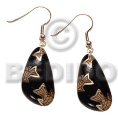 dangling 40mmx28mm nat. wood in black , handpainted  metallic gold fish accent - Home