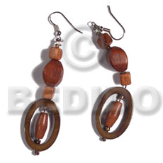 dangling 30mmx20mm oval laminated golden amber kabibe shell rings  wood beads accent - Home