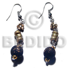 dangling wood beads and 4-5mm coco Pokalet in gold tones - Home