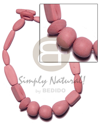 natural wood beads dyed in old rose color - Home