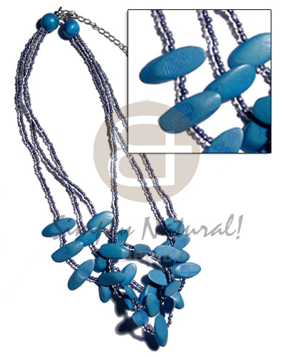 3 layers aqua blue  slidecut nat. wood  glass beads combination - Home