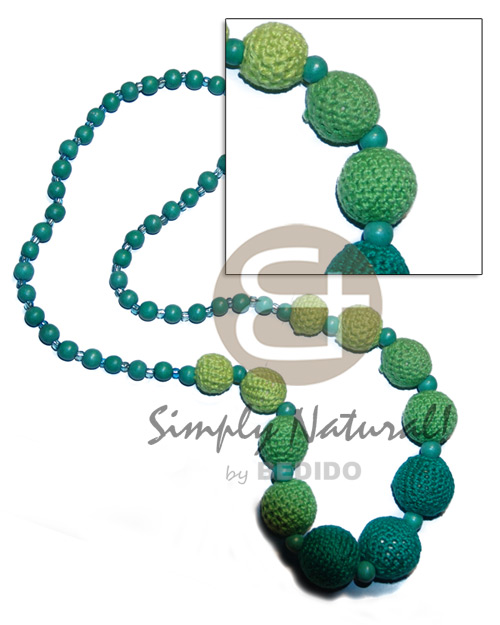 graduated wrapped wood beads and round 10mm wood beads in green tones /36 in - Home