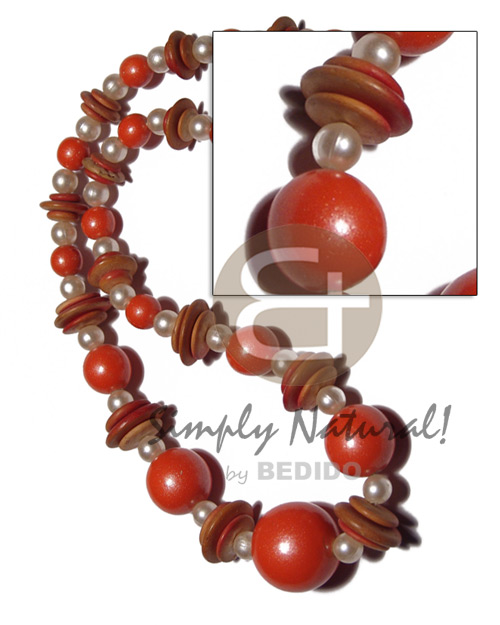 graduated wood beads 25mm/20mm/15mm/10mm in metallic orange  pearl beads accent / 21 in. - Home