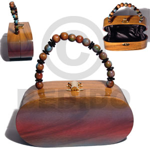 collectible handcarved laminated acacia wood handbag / colton rainbow 8.5inx3.5inx4in / handle ht: 4 in. /  black satin inner lining - Home