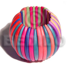 elastic multicolored natural white wood bangle - Wooden Bangles