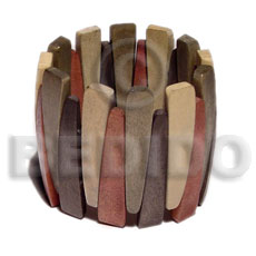 elastic nat. wood bangle  / brown tones   clear coat finish / ht=55mm - Wooden Bangles