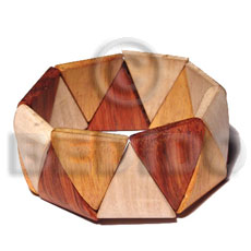 3 wood types  - bayong/ambabawod/nangka triangle  elastic bangle - Wooden Bangles