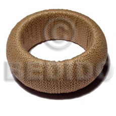 nat. wood bangle in beige crochet ht=38mm thickness=10mm inner diameter=65mm - Wooden Bangles