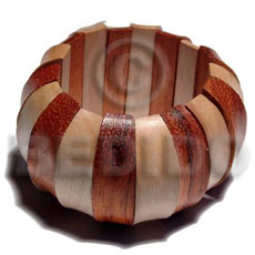 ambabawod and bayong combination wood elastic bangle   clear coat finish / ht=30mm thickness=10mm - Wooden Bangles