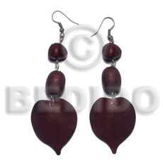 dangling nat. white wood heart  in matte brown - Home