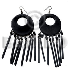 dangling 50mm round nat. black wood  20mm inner hole and dangling 45mm 7pcs. rounded wood sticks - Home