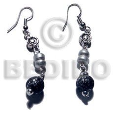 dangling wood beads and 4-5mm coco Pokalet in silver tones - Home