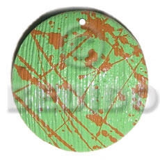 textured marbled light green round 50mm nat. wood pendant - Wooden Pendant