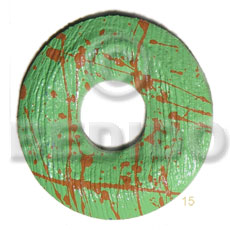 textured marbled light green round ring 50mm nat. wood pendant  20mm center hole - Wooden Pendant