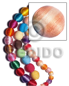 10mm natural white round wood beads wrapped in peach two toned crochet thread/ price per piece - Home