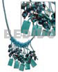 Spaghetti necklace dangling aqua blue 20mmx15
