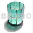 Round aqua blue capiz candle