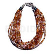 Twisted 12 rows orange brown cut glass