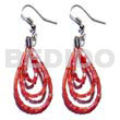 Dangling looped red cut beads