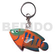 Fish handpainted wood keychain 73mmx35mm