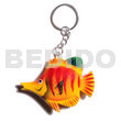 Fish handpainted wood keychain 65mmx50mm