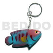 Fish handpainted wood keychain 73mmx35mm