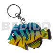 Fish handpainted wood keychain 70mmx40mm