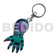 Octopus handpainted wood keychain 85mmx50mm