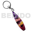 Surfboard handpainted wood keychain 100mmx25mm