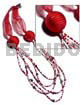 5 r0ws red white glass beads