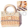 Abaca weave natural peach bag l=8