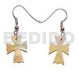 Dangling 19x14mm mop cross earrings