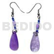 Dangling 25mmx10mm lilac hammershell teardrop