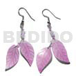 Dangling double leaf pastel pink