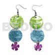 Dangling double round 25mm gree blue