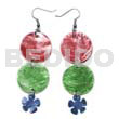 Dangling double round 25mm red green