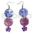 Dangling double round 25mm blue wine