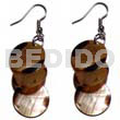 Dangling 3pcs. round 15mm brownlip