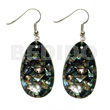 Dangling teardrop 35mmx25mm laminated paua