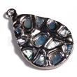 Teardrop 30mmx25mm blue glistening abalone