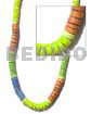 7-8mm coco heishe blue neon green orange green