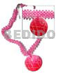 Fuschia pink glass beads flat