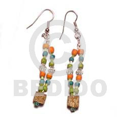 dangling mahogany  2-3mm coco Pokalet green tones and acrylic crystals - Home