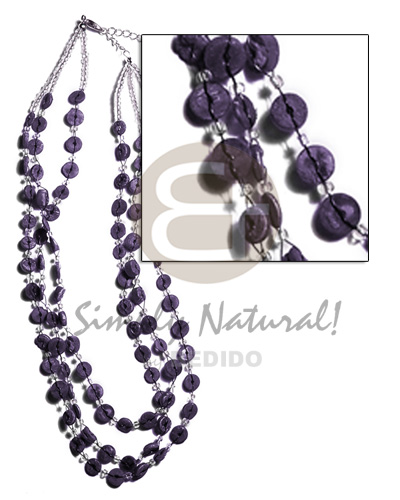 3 rows floating 4-5mm  dark purple coco heishe   glass beads combination - Home