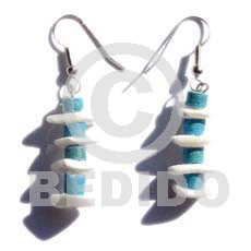 dangling 7-8mm aqua blue coco heishe  white rose alt. - Home